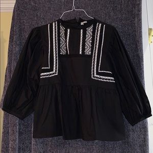 black 3/4 length sleeve blouse